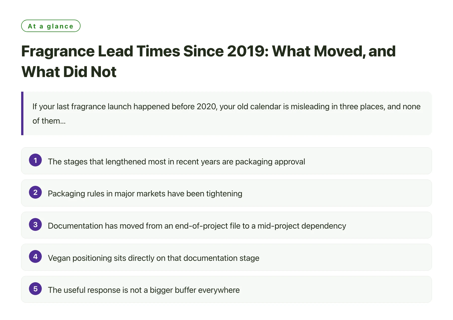 Fragrance Lead Times Since 2019: What Moved, and What Did Not——全文要点速览
